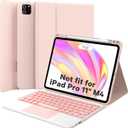 GreenLaw Keyboard Case for iPad Air 11-inch (M3/M2) 2025/2024 & Air 4th/5th Gen & iPad Pro 11 inch (1st/2nd/3rd/4th Gen), Smart Touchpad, 7-Color Backlit, Stain Resistant Cover, Blush Pink