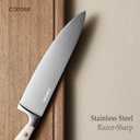 CAROTE 14 Pieces Knife Set with Block, Forged, High Carbon Stainless Steel Sharp Blade Block Knife Set, Dishwasher Safe Cutlery, Cream