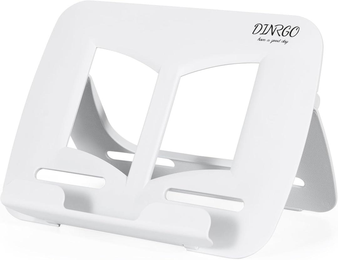 Portable Book Stand HandsFree Cookbook Textbook Music Stand for Kids Reading Pool Beach Travel Gifts Girls Boy in White 11.82" * 8.26"