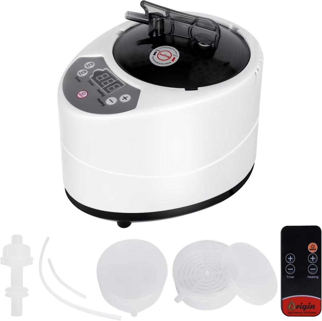 3L Sauna Steamer, Fcc Certified 3L & 1200W Steam Generator, Sauna Steamer Machine with Remote Control, Portable Sauna Steamer with Sturdy Lid And Explosion-Proof Interior, White
