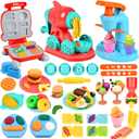 Crelloci 3 in 1 Color Dough Kitchen Creations Set, Ice Cream Spaghetti Burger Maker Machine, Art Crafts Food Modeling Toys, Accessories Tools Kit for Boys Girls Kids Toddlers Ages 3+ (12 Colors Dough)