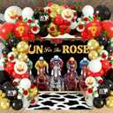 Derby Balloons Garland Arch Kit Kentucky Horse Derby Party Decorations with Roses Garland and Run for the Rose Backdrop for Horse Racing Kentucky Party Supplies