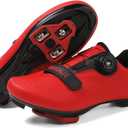 Cycling Shoes, Unisex Delta Cleats Compatible, Indoor Peloton and Outdoor Road Bike Shoes for Men and Women (Red), Size: 14 Women/11 Men
