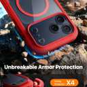 Diaclara Magnetic Designed for iPhone 17 Pro Max Case Full Body Bumper,[Compatible with MagSafe] Military Drop Proof Cover with Built-in Touch Sensitive Anti-Scratch Screen Protector,Red