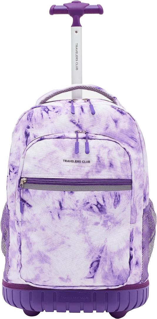 Travelers Club 18" Rolling Backpack with Shoulder Straps, Purple Tye