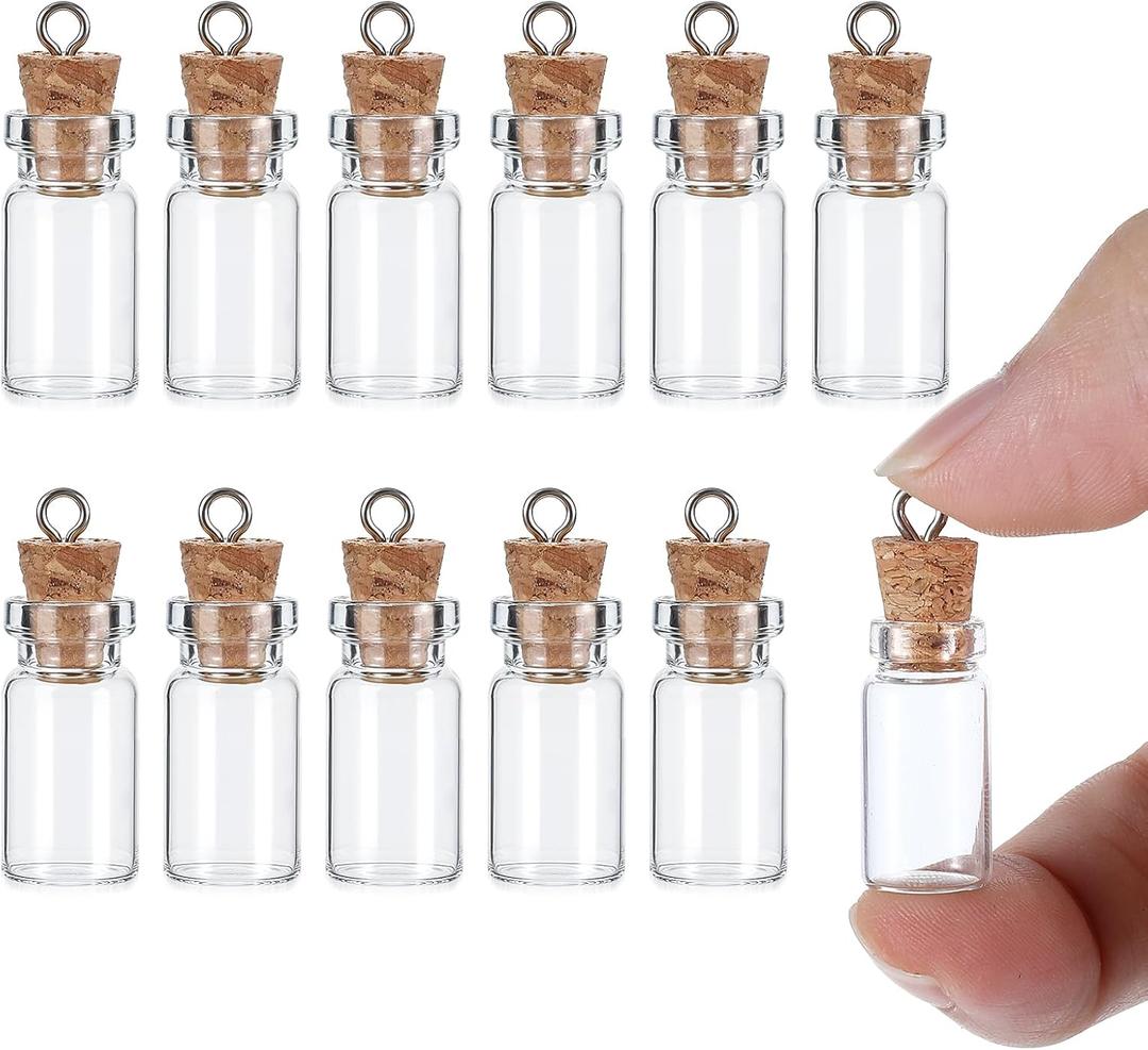 12 Pcs Small Glass Bottles with Cork, 1.5ml Tiny Glass Jars with Lids Empty Mini Glass Bottles Spell Jars Wishing Bottles Message Glass Bottles for DIY Crafts Wedding Halloween Chrismas Decoration