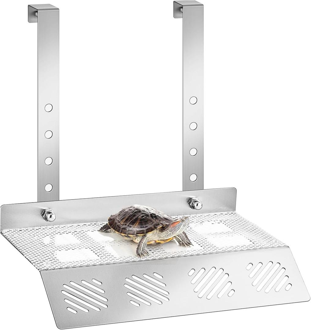 12 x 16 Hanging Turtle Basking Platform for 40-75 Gallon Tank Stainless Steel Hanging Turtle Ramps, Aquatic Reptile Ramp Dock, Terrace, Tank Accessories