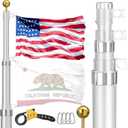 Telescoping Flag Pole for Outside House, 20 FT Heavy Duty 45K PSI & 95 HBW Hard Aerospace Aluminum Flagpole Kit, Unbending Telescopic Outdoor In-Ground Flag Poles with 3x5 American Flag for Yard
