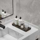 Bathroom Vanity Tray for Countertop Toiletries Perfume Makeup Soap Dispenser Toilet Tank, Kitchen Tray for Salt Spice, Decor Tray for Candle Nightstand Coffee 11.3x 4.4 Brown-Black