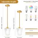 2 Pack Crystal Pendant Lights Kitchen Island - Modern Gold Pendant Light Mini Adjustable Hanging Pendant Lights for Kitchen Island Dining Room Foyer Hallway
