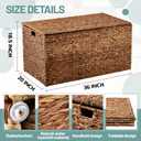 Wonderjune 36 x 20 x 18.5 Inch Water Hyacinth Wicker Storage Trunk with Metal Frame, Heavy Duty Storage Chest with Lid Large Rattan Basket for Blankets, Seasonal Clothes, Extra Bedding (Brown)