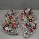 Christmas decorative arrangement with frosted pine branches, pinecones, red berries, ornaments, and a festive red & green bow. ( Pack of 2)