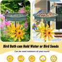 Metal Bird Bath for Outside with Wind Spinner, 48.8 Vintage Freestanding Birdbaths & Birdfeeder with Windmill, Easy to Clean Bird Baths Feeder Bowl for Outdoors Garden Yard Lawn Decor (Retro Green)