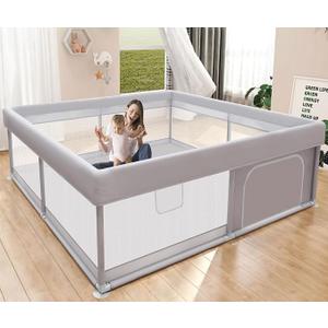 Baby Playpen 50x50 Inch, Play Pens for Babies and Toddlers
Baby Fence for Indoor & Outdoor, Sturdy Safety Play Yard with Soft Breathable Mesh, Anti-Fall, Grey