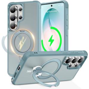 PIXIU 360Spin Magnetic Stand for Samsung Galaxy S26 Ultra Case with Invisible Kickstand Rotatable,[Fit for Magsafe] Slim Cute Matte Translucent Military Grade Shockproof Phone Cover-Teal