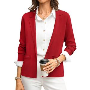 GRACE KARIN Womens Sweater Blazer Jackets Business Casual Work Cardigan Long Sleeve Lapel Collar Cropped Blazers,Button Up Dressy Casual Cardigan Lightweight,Work Office Outfits Fall Clothes 2026, Small