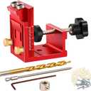 Pocket Hole Jig Kit,Metal Drilling Locator,Woodwork Guides Joint Angle Tool,Pocket Dowel Hole Jig with Depth Setting Collar and 2 Carbon Steel Drill Bit (Pocket Hole Jig Kit)