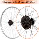Hiland 26" 27.5" 28" x1.75" Alloy Bike Rim for 1.75 to 2.215 Inch Wide Tire, Front & Back MTB Wheelset with 7 Speed Freewheel, Bolt On Axle, Bicycle Accessories for Adult Bikes