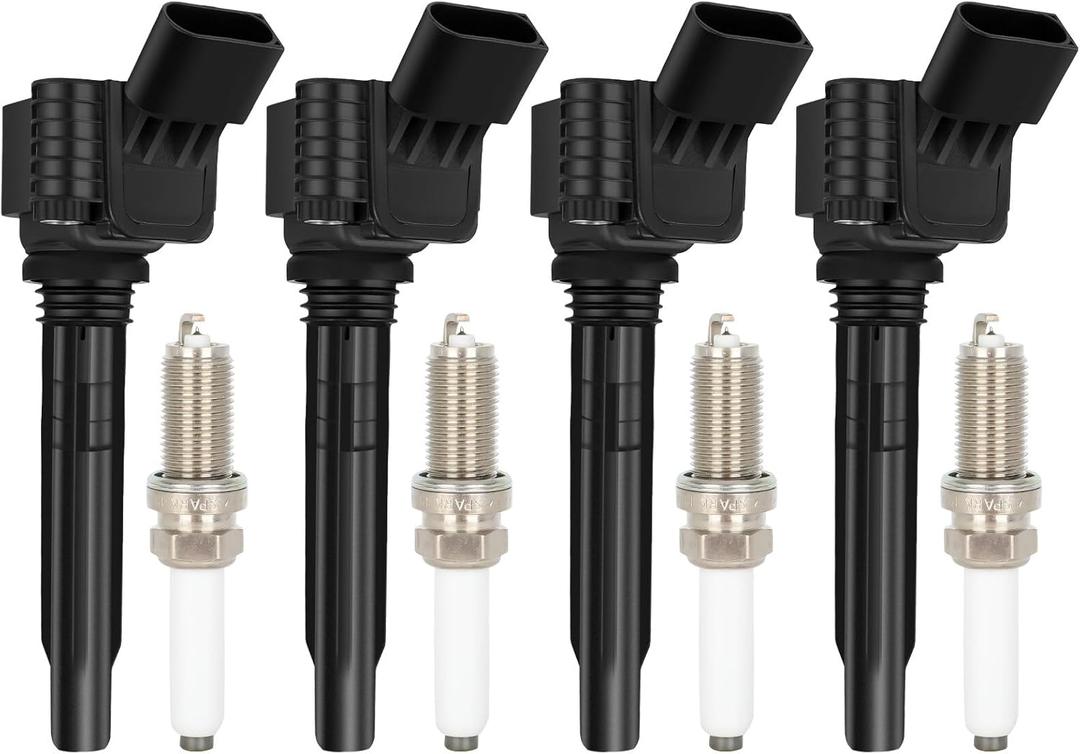 ECCPP UF765 4 ignition coils with 4 iridium Spark Plugs A4 Q5 2014-2020 l4 2.0L 1.8L UF765