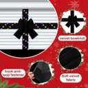 Giant Christmas Garage Door Bow Decoration with Light Large Velvet Christmas Ribbon Bow Garage Door Banner Cover for Xmas Indoor Outdoor Home Party Decoration, 26.25 x 11.81 ft(Black)