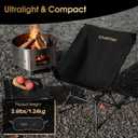 Camptime Portable Camping Chair Plus, Larger & Roomier, Compact and Lightweight, Folding Chair for Backpacking & Hiking, 330Lbs Capacity, Black