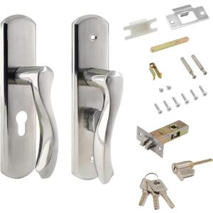 Front Door Lock Set Single Cylinder Handle and Deadbolt Lock Set with Door Lever, 5.7" Screw Hole Distance, Silver