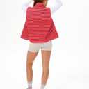 Gacaky Women's Striped Vest Winter Warm Cropped Stand Collar Full Zip Sleeveless Fleece Jacket Zip Gilet Fashion Trendy Tops (Red, L)