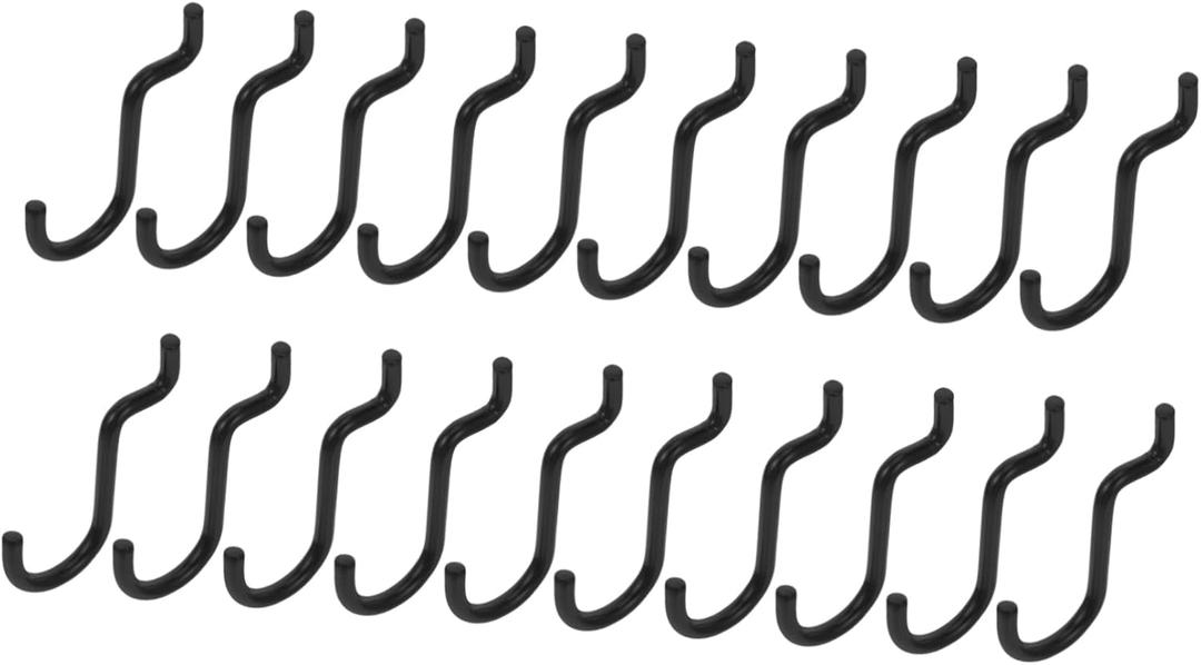 Cabilock 20pcs Metal Pegboard Hooks Double Arm Utility Holders Heavy Duty Wall Pegs for Garage Workshop Organization Panel Hooks for Tool Storage and Craft Hanging