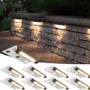 SUNVIE 8-Pack 7 Inch Retaining Wall Lights 5W LED Waterproof Hardscape Lighting 12V Low Voltage Step Lights Outdoor Landscape Lighting with Connectors 3000K Warm White Paver Lights, ETL Listed Cord