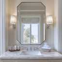 ANDY STAR Brushed Nickel Octagon Bathroom Mirror, 24x36 Inch Stainless Steel Metal Frame, Anti-Rust, Shatterproof HD Glass, Wall Mounted for Bathroom, Bedroom, Living Room