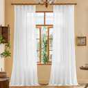 MAIHER White Pinch Pleat Curtains 96 Inches Long for Living Room Bedroom Sheer Pleated Drapes with Ajustable Hooks (No Rings), Light Filtering Soft Touch 8ft Curtains, White, 42" W x 96" L, 2 Panels