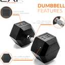 CAP 70lb Rubber Coated Hex Dumbbell, Chrome Grip, Free Weights, Single