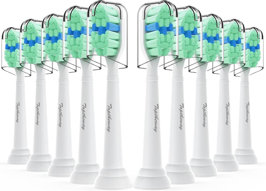 Toptheway Toothbrush Replacement Heads Compatible with Philips Sonicare C1 C2, Plaque Control Electric Toothbrush Head for ProtectiveClean 4100 5100 5300, 10 Pack