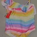 PATPAT Toddler Girl Swimsuit Cute Pattern Print One Piece Ruffle Shoulder Single Spaghetti Strap Bathing Suit (4-5T, Pink)