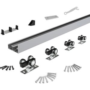 Sdstone Heavy Duty Bypass Door Hardware 60"/5FT,Aluminum Sliding Closet Door Track Hardware for Cabinet Closet, Pocket Door Track Rail Set, Smoothly and Quietly (Silver)