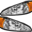 EPIC LIGHTING OE Style Replacement Headlights Assemblies Compatible with 1999-2004 Pontiac Grand Am [ GM2502196 GM2503196 22672207 22672208 ] Left Driver Only, 1 Pack