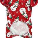 Lanyarco Snowman Dog Christmas Pajamas Xmas Cotton Pet Jumpshit Christmas Onesie PJS for Large Dogs, Back 23" XLarge Red (XLarge(47-70lbs) Back23" Chest27.5")