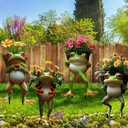 4PCS Little Frogs Outdoor Garden Decoration Stakes -Acrylic Material Sturdy Construction, Artistic Style | for Courtyard, Lawn, Flower Pots | Year-Round Outdoor Use