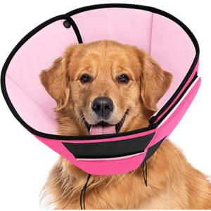 Soft Dog Cone for Large Dogs, Cone for Dogs to Stop Licking, Breathable Pet Surgery Collar Cone for Extra-Large Pets, Pink XL