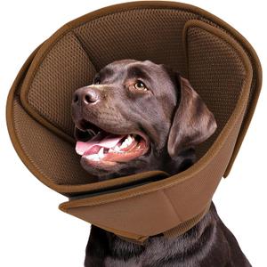 Queenmore Dog Cones for Large Dogs,Soft Dog Cone Stop Licking After Surgery, Adjustable Pet E-Collar Alternative for Wound Healing,Coffee,X-Large