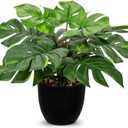 Hollyone Artificial Monstera Plant Faux Monstera Plant Potted Fake Tropical Plants in Black Pot for Indoor Outdoor Home Desk Office Garden Farmhouse Decoration