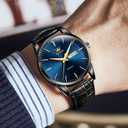 OLEVS Watch for Men Chronograph Brown Leather Analog Quartz Fashion Business Dress Large Face Men Watch Day Date Luminous Waterproof Casual Male Wrist Watch Black/Blue/White Dial