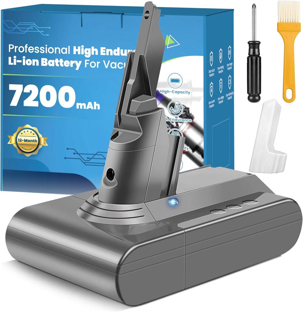 7200mAh Replacement for Dyson V7 Battery, Advanced V7 Battery Compatible with Dyson SV11 V7 Motorhead,V7 Animal, V7 Trigger, V7 HEPA V7 Car+Boat V7 Absolute Handheld Vacuum Cleaners