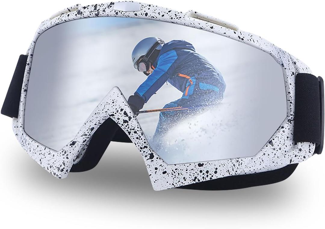 OTG Ski Goggles Over Glasses,Snow/Snowboard Goggles for Men, Women UV Protection Foam Anti-Scratch Dustproof Winter (Silver Lenses)