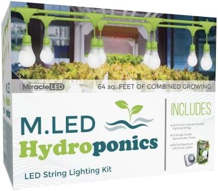 Miracle LED Hydroponics LED Indoor Grow Light Kit - Includes 4 Ultra Grow Full Spectrum 150W Replacement Grow Light Bulbs & 1 4-Socket Corded Fixture with SproutMatic Grow Light Timer (2-Pack)