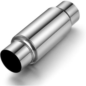 3" Inlet Exhaust Resonator, 3" Outlet 12" Overall Length Stainless Steel Performance Muffler, Straight Through Design, Weld-On, Universal for Car Truck, Polished