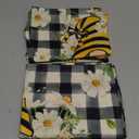 Artoid Mode Buffalo Plaid Gnomes Honey Summer Placemats Set of 6, 12x18 Inch Seasonal Summer Table Mats for Party Kitchen Dining Decoration, Black/White