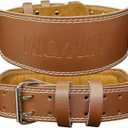 Leather Weight lifting Belt for Men - 6 Inch Padded Lumbar Back Support Belts, Workout Waist Brace for Weightlifting Powerlifting Deadlifts Squat Strength Training Fitness (XX-Large 37.8"-47.3" (Waist size not pant size), Brown)