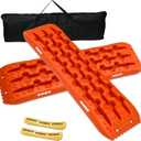 Off-Road Traction Boards, Recovery Boards for 4WD Mud,Sand,Snow,Rock Tracks.4X4 Pair Recovery Tracks Tire Traction Mats with 2 Straps&Storage Bag for RV Truck Jeep SUV, Orange