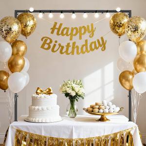 Over The Table Rod Stand with Clamps, Adjustable 32"-102'' Length 14"-56" Height Metal Black Table Arch Hanging for Wedding Birthday Party Halloween Christmas Anniversary